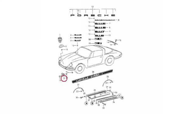 Porsche Horn Grille Chrome Metal Left 911