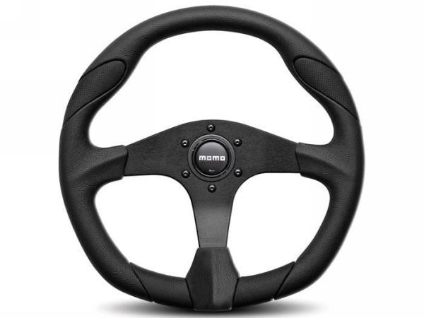 Momo Quark Steering Wheel - Black On Black 350mm