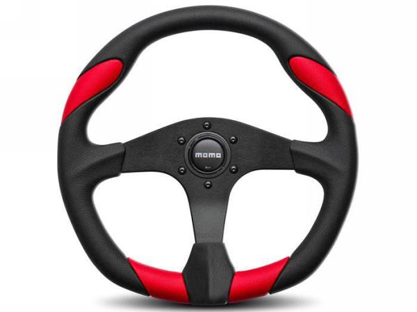 Momo Quark Steering Wheel - Red On Black 350mm