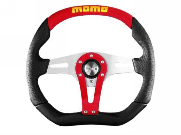 Momo Trek Steering Wheel - Red Suede 350mm