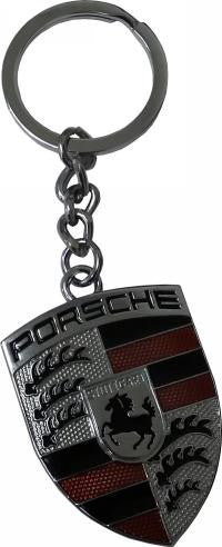 Porsche Key Chain - Pewter Crest with Color