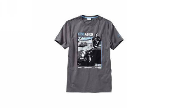 Porsche Steve McQueen T-shirt Tee Shirt - Grey