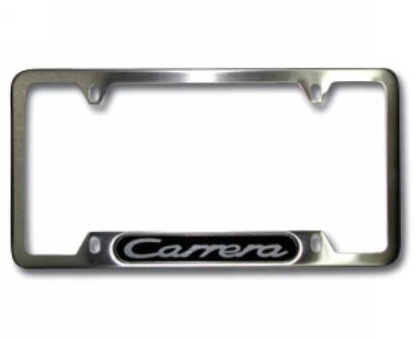 License Frame Stainless Steel - Carrera Script