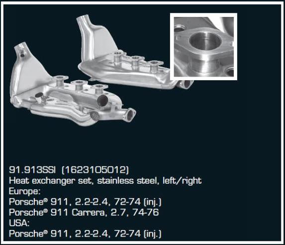 Porsche 911 Ssi Stainless Steel Heat Exchangers