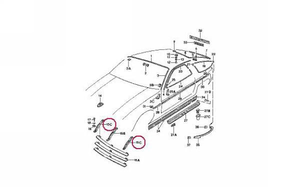 Porsche 928 Front Grill -  Vertical Outer - 2 Req